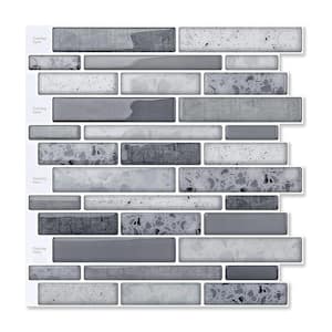 12 in. x 12 in. Dark Grey Vinyl Peel and Stick Backsplash Tiles for Kitchen ( 10-Pack/10 sq. ft. )