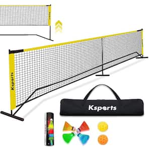 264 in. W x 36 in. H Yellow Pickleball Net with LED Shuttlecock, Carry Bag and 2 Game Balls