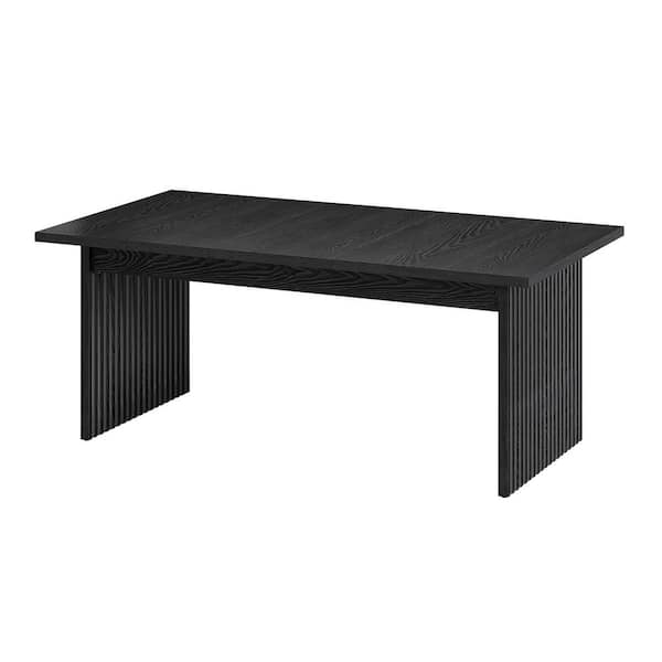 BYBLIGHT Moronia 62.9 in. Rectangular Black Engineered Wood Computer Desk with Double Pedestal