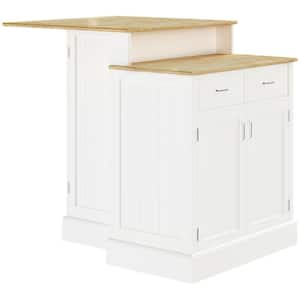 White Kitchen Cart with Shelf Spice Rack