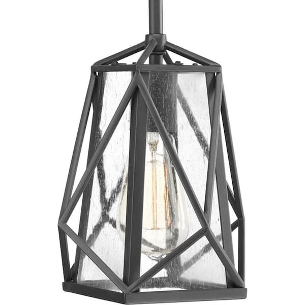 Progress Lighting Marque Collection 1 -Light Graphite Pendant with Antique Textured Glass