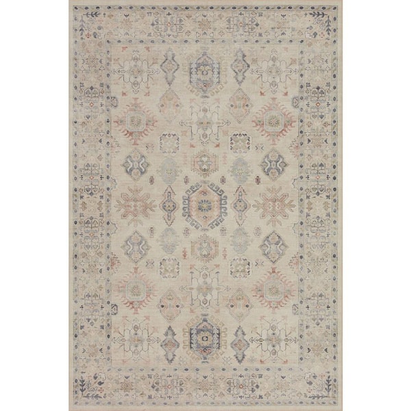 LOLOI II Hathaway Beige/Multi 7 ft. 6 in. x 9 ft. 6 in. Vintage Oriental Area Rug