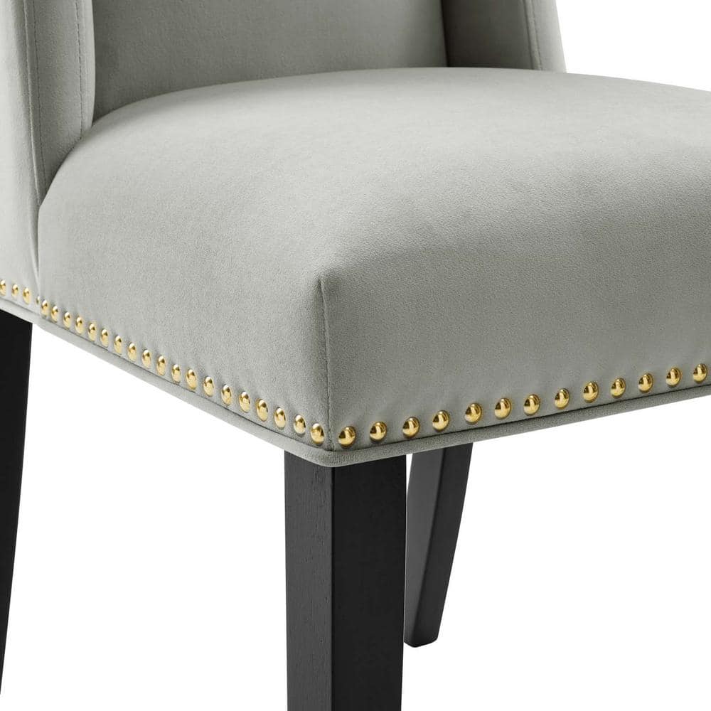 Elegant Light Gray Velvet Upholstered Dining Chair with Wood Frame
