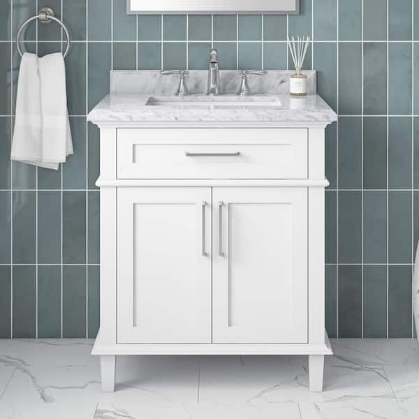 Sonoma 30 in. Single Sink White Bath Vanity with Carrara Marble Top (Assembled)