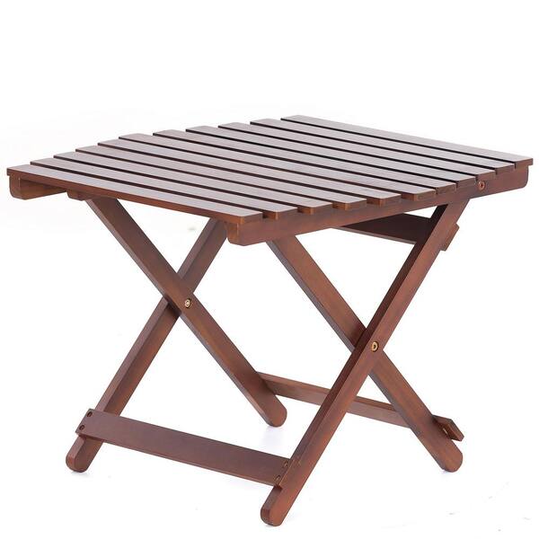 SUNRINX Brown Hexagon Wood Folding Outdoor Side Table MG22-20HWJJ 