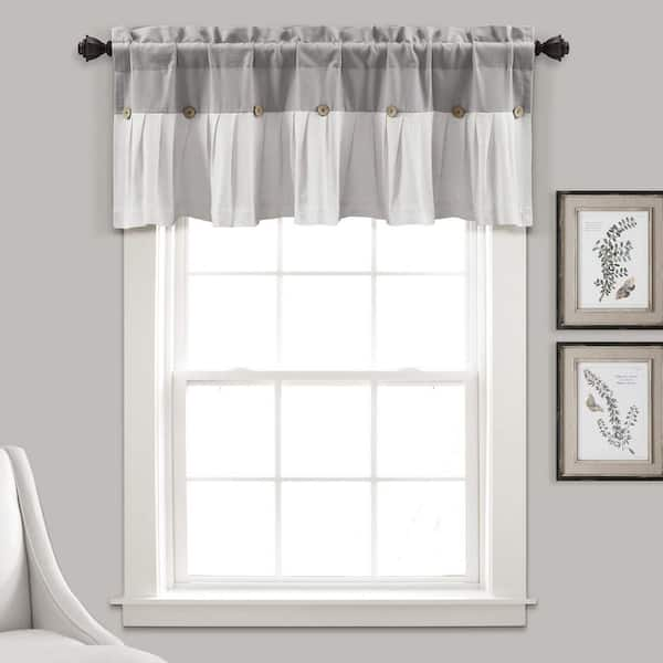 HomeBoutique Linen Button Valance Gray/White Single 84x18+2 21T011758 - The  Home Depot