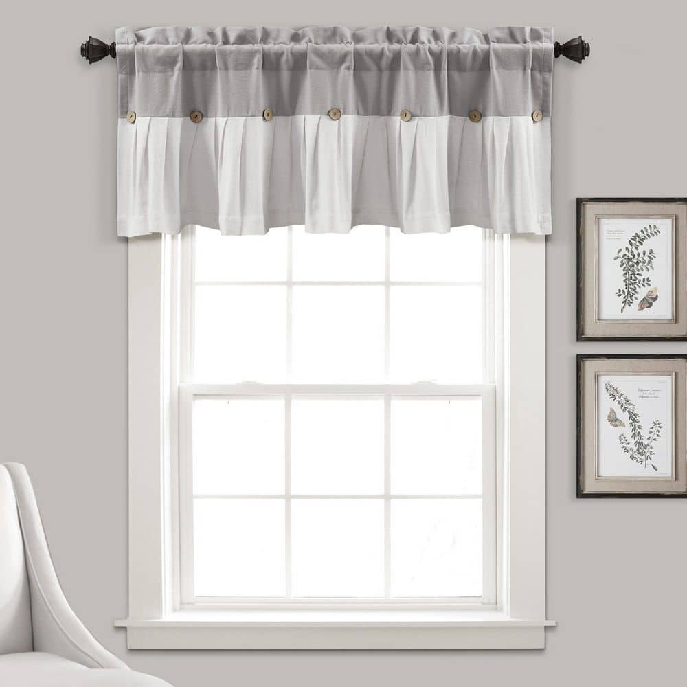 HomeBoutique Linen Button Valance Gray/White Single 84x18+2 21T011758 ...