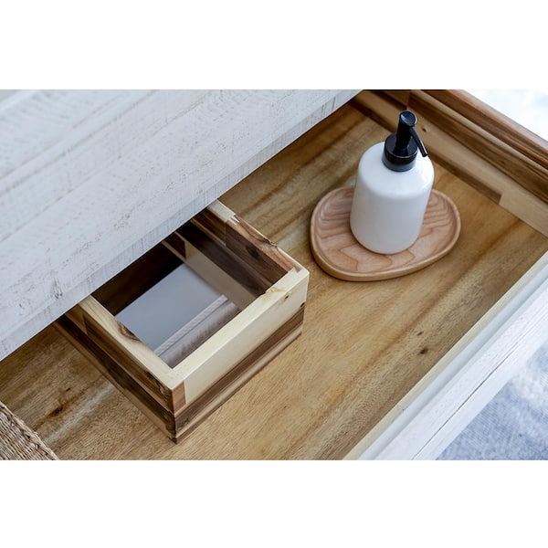 Formosa 60 in. Double Sink Wall Mount Rustic White Bath Vanity with White Quartz Top and Undermount Ceramic Sink