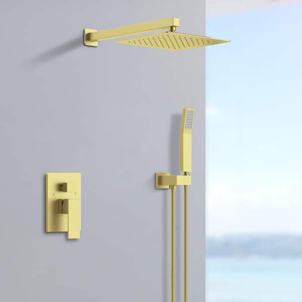 Staykiwi Single Handle 1 -Spray Shower Faucet 2.2 GPM with Pressure Balance Anti Scald in Brushed Gold