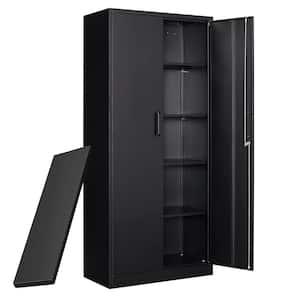Storage File Cabinet 36 in. W x 72 in. H x 18 in. D 4 Shelves Metal Freestanding Cabinet with Adjustable Shelf in Black