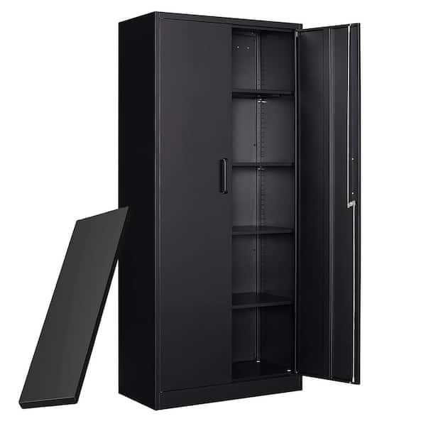 LISSIMO Storage File Cabinet 36 in. W x 72 in. H x 18 in. D 4 Shelves Metal Freestanding Cabinet with Adjustable Shelf in Black