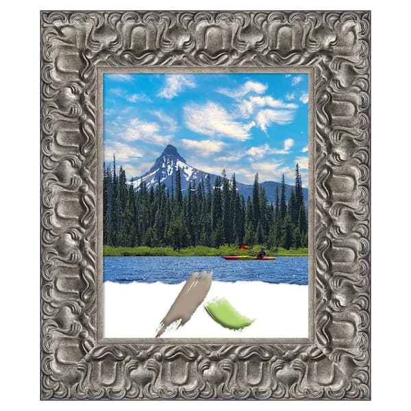 Amanti Art 11 in. x 14 in. Silver Luxor Wood Picture Frame Opening Size