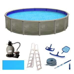 Blue Wave Trinity 24 ft. Round 52 in. Deep Steel Wall Pool Package with ...