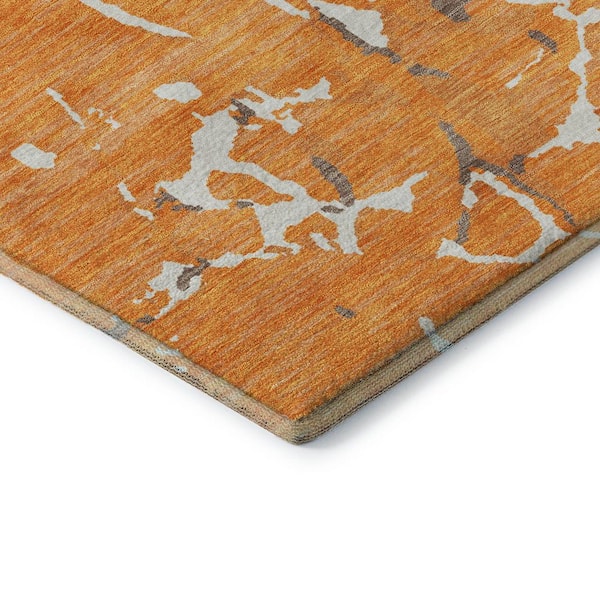 Mayfield Premium Machine Washable Abstract AMF1046 Orange 5 ft. x 7 ft. 6 in. Area Rug