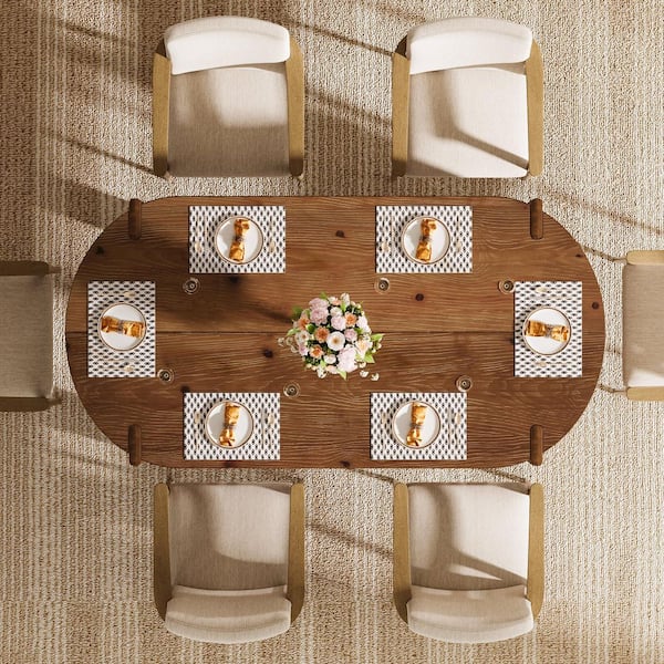 BYBLIGHT Roessler Vintage Brown Solid Wood 62.99 in. 4 Legs Dining