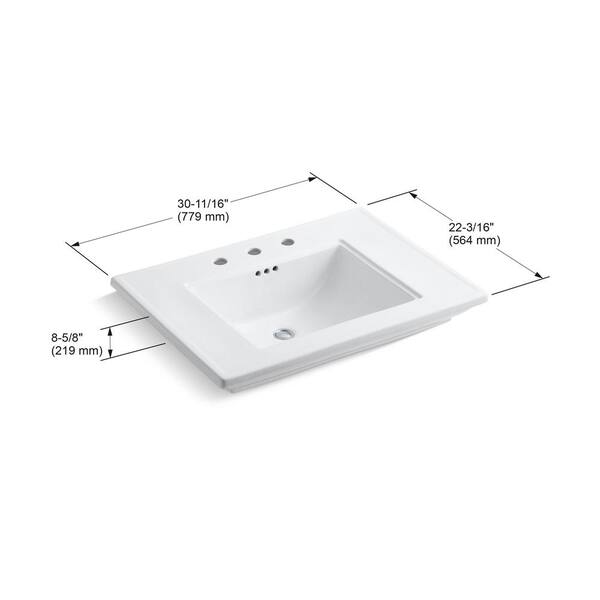 KOHLER Memoirs 5 in. Cermaic Pedestal Sink Basin in Biscuit with Overflow Drain