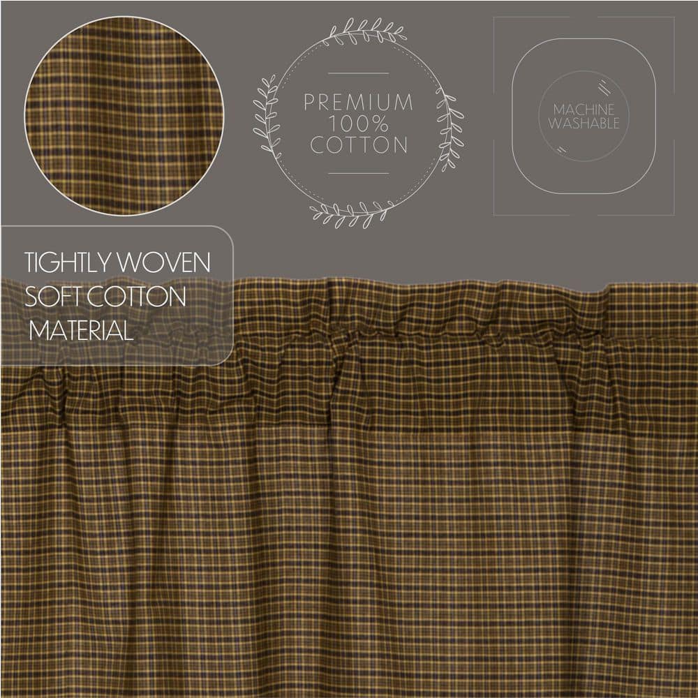 Moss Green Plaid Cotton Rod Pocket 60" Window Valance