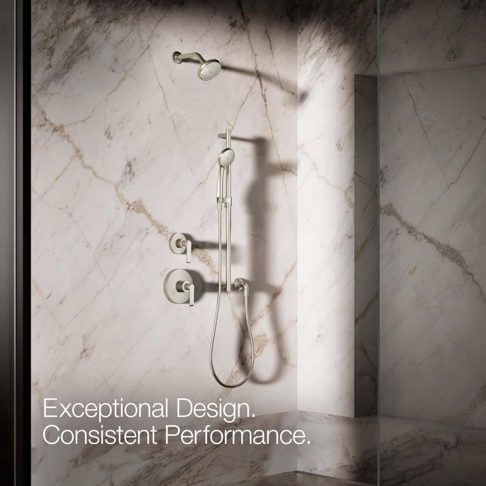 Vibrant Brushed Nickel Multifunction Wall Mounted Handheld Shower Head