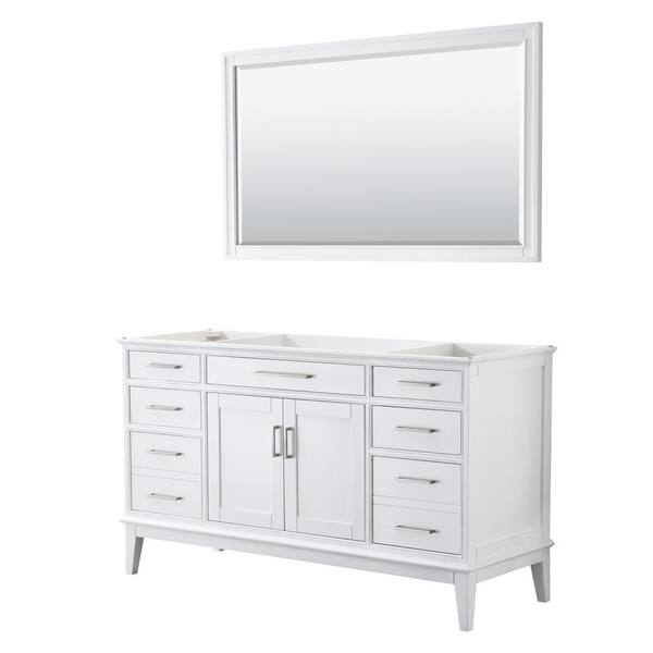 Wyndham Collection Margate 59 in. W x 21.5 in. D Bath Vanity Cabinet Only with 56 in. Mirror in White