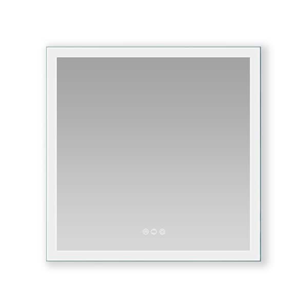 ES-DIY 35 in. W x 35 in. H Medium Frameless Rectangular Anti-Fog Wall Bathroom Vanity Mirror in Silver