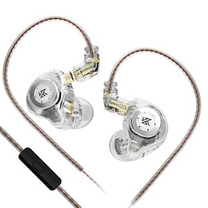 Ear Monitors White Wired Dual Dynamic Drive HiFi Stereo Sound Earphone with Mic & Noise Cancelling Earbud & In-Ear