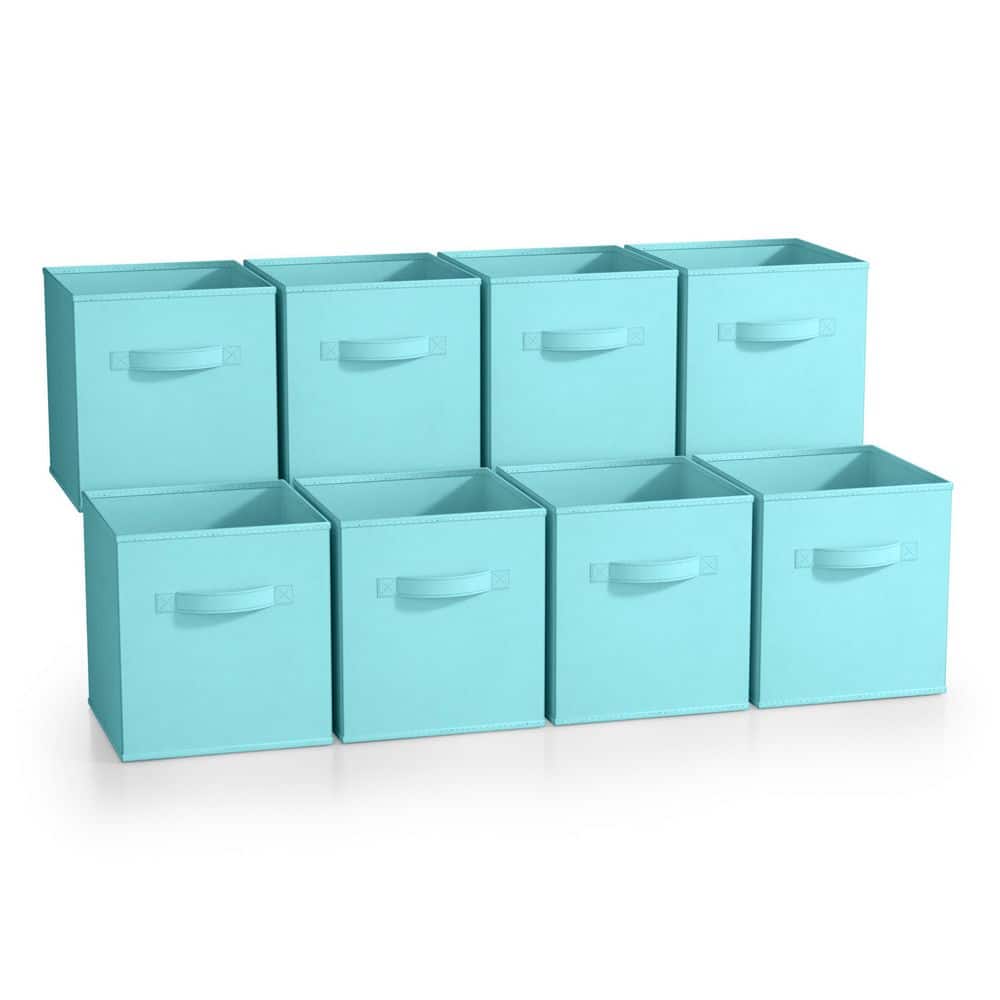 Foldable Storage Cubes Handle Blue 10.5 in. W x 11 in. H FabricDecorative B
