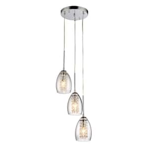 Wine Cup 3-Light Chrome Pendant
