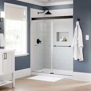 Rory 48 in. to 60 in. W x 5 in. D Semi Frameless Traditional Sliding Shower/Tub Hardware Assembly Kit in Matte Black