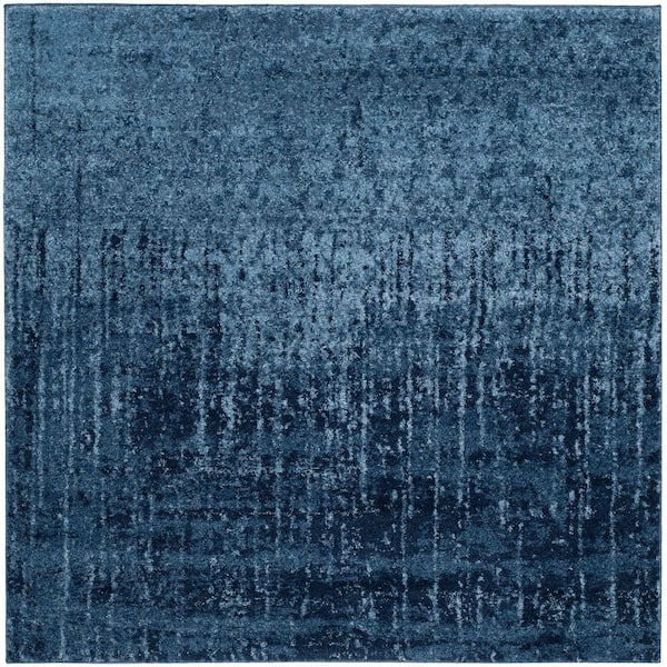 SAFAVIEH Retro Light Blue/Blue 6 ft. x 6 ft. Square Floral Distressed Area Rug
