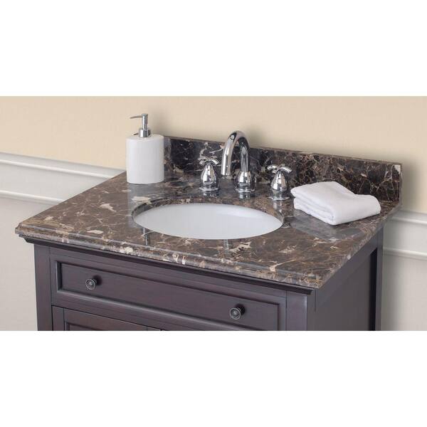 Pegasus 49 in. Marble Vanity Top in Midnight Umber with White Basin-DISCONTINUED
