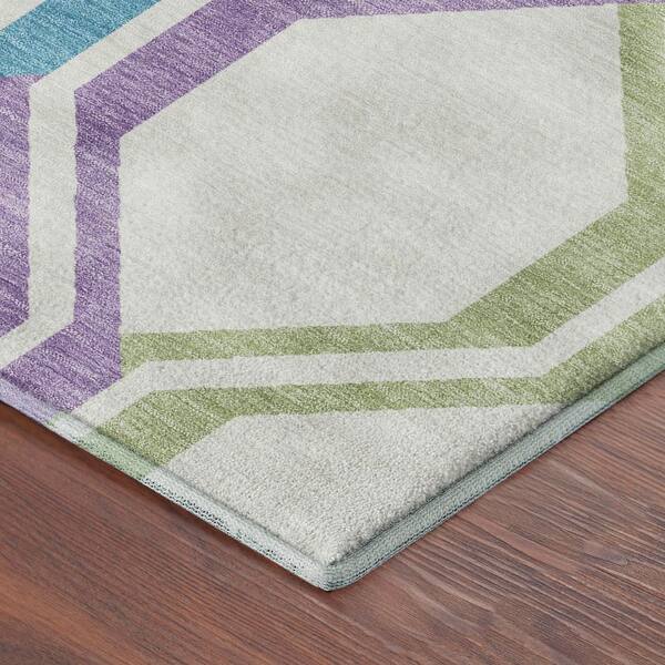 Mayfield Premium Machine Washable Abstract AMF2326 Pearl 10 ft. x 14 ft. Area Rug