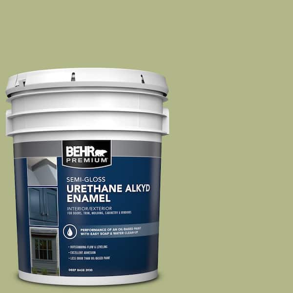 BEHR PREMIUM 5 gal. #PPU10-07 Lima Green Urethane Alkyd Semi-Gloss Enamel Interior/Exterior Paint