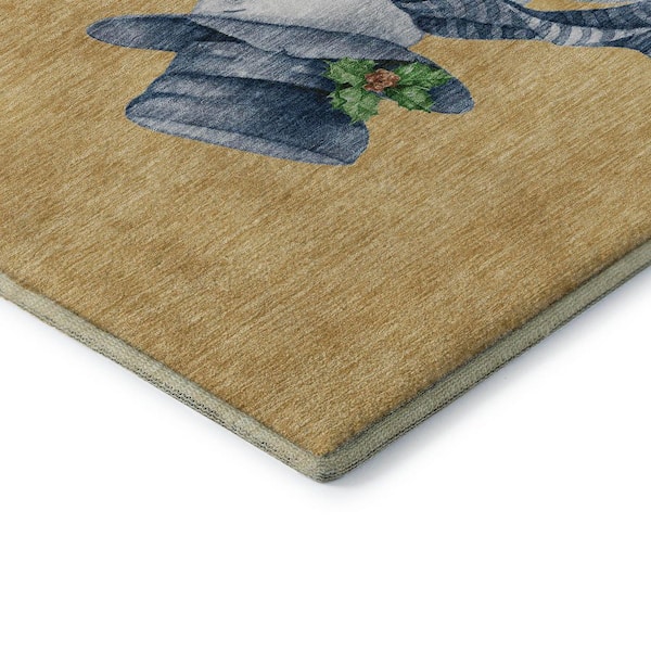 Mayfield Premium Machine Washable Abstract AMF1826 Gold 2 ft. x 3 ft. Area Rug