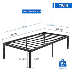 Tall Bed Frames Black, Metal Frame Twin Platform Bed With Heavy Duty Platform and Steel Slat, Easy Assembly, Noise Free