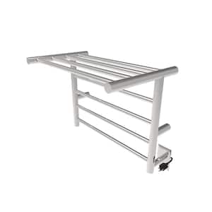 Radiant Shelf 8-Bar Plug-in with Hardwire kit Electric Towel Warmer in Polished Stainless Steel