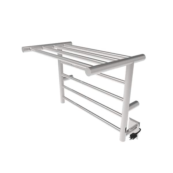 Amba Radiant Shelf 8-Bar Plug-in with Hardwire kit Electric Towel Warmer in Polished Stainless Steel