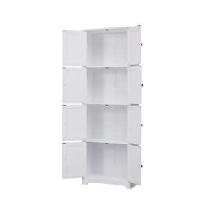 SignatureHome Lyons White Finish 68 in. H 8 - Door Storage Cabinet with 4 shelves and 8 Doors. Dimension (23Lx12Wx68H)