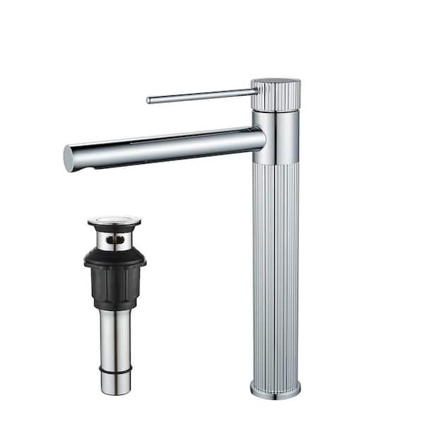 androme Single Hole Single Handle High Arc Bathroom Faucet with Pop Up Drain in Polished Chrome