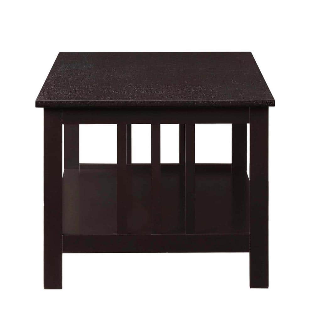 Espresso Mission Rectangular Coffee Table with Shelf