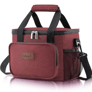 9 Qt. Medium Insulated Lunch Box Soft Cooler Tote Bag for 12 Can in Burgundy