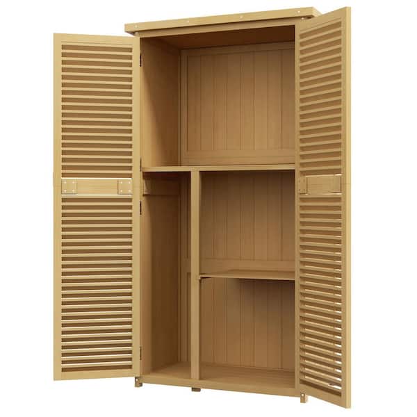 34.30 in. W x 18.30 in. D x 63 in. H Yellow Wood Outdoor Storage