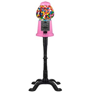 Gumball Machine with Stand - 15-in. Vintage Metal and Glass Candy Dispenser Machine Coin Operated Bank with Free Spin