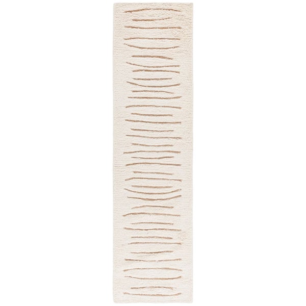Casablanca 2 ft. x 9 ft. Natural/Ivory Wavy Lines Runner Rug