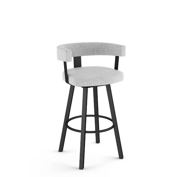 Amisco Parker 26 in. Grey White Polyester / Black Metal Swivel Counter Stool