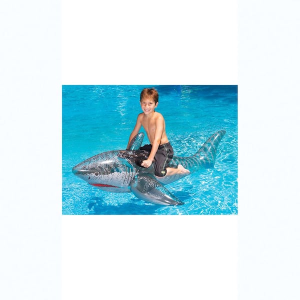 Swimline 72 in. Grey Transparent Print Pool Shark Ride-On Pool Float