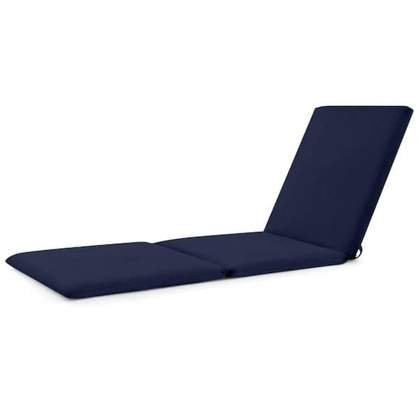 Navy Blue Solid Foam Tri-Fold Chaise Lounge Chair Pad Seat Cushion (Set of 1)