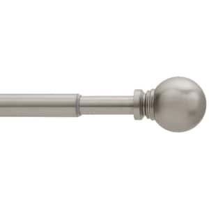 28 in. - 48 in. Adjustable Telescoping 5/8 in. Single Curtain Rod Kit in Brushed Nickel with Ball Finials