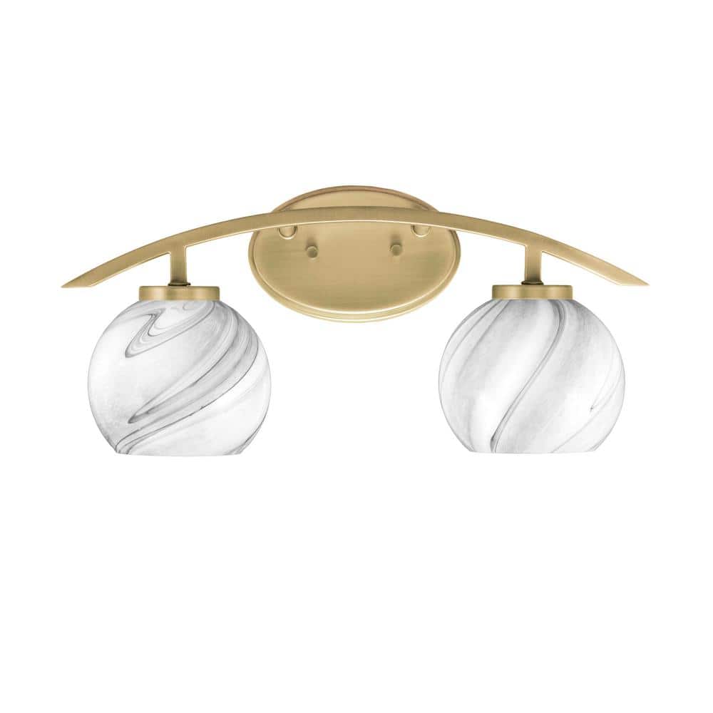 Siena 18.25 in. 2-Light Vanity Light New Age Brass with 5.75 in. Onyx Swirl