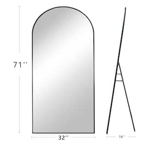 32 in. W x 71 in. H Oversized Arch Full Length Black Wall Mounted/Standing Mirror Floor Mirror