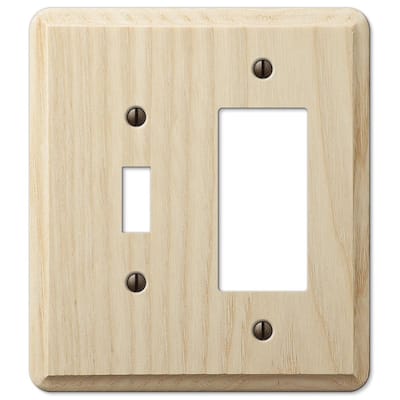Contemporary 2 Gang 1-Toggle and 1-Rocker Wood Wall Plate - Unfinished Ash